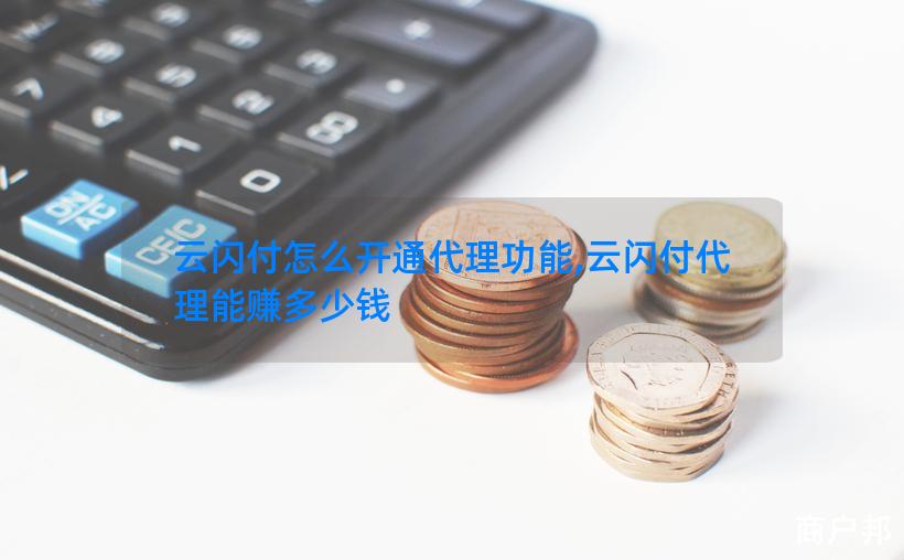 云闪付怎么开通代理功能,云闪付代理能赚多少钱