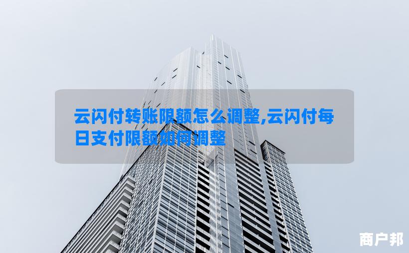 云闪付转账限额怎么调整,云闪付每日支付限额如何调整