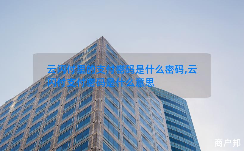 云闪付里的支付密码是什么密码,云闪付支付密码是什么意思